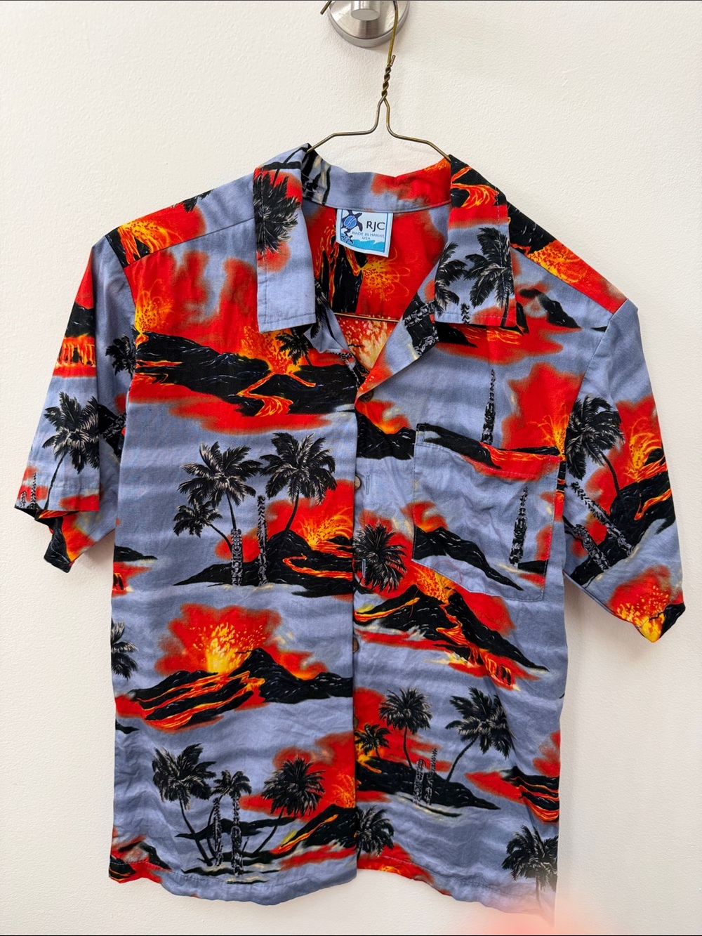 Boys Lava Wave Hawaiian Shirt - Red & Blue